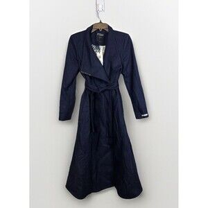 Ted Baker Alicee Navy Wrap Coat Women Long Tailored Magnet Closure $525 NWT Sz1